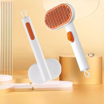 الحيوانات الأليفة الكلب فرشاة إزالة الشعر أدوات التجميل القطة زر واحد سلكر تنظيف الذاتي مقص