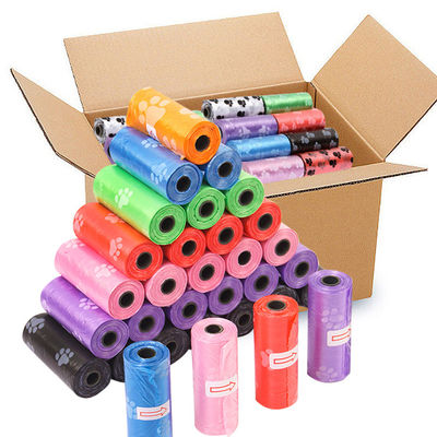 أكياس القمامة الكلبية المدمجة HDPE الوردي الأحمر الأرجواني أكياس نفايات الحيوانات الأليفة القابلة للتحلل البيولوجي